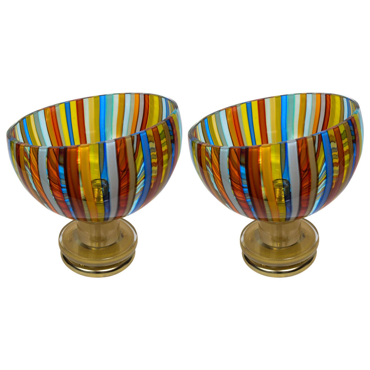 Colorful Pair of Murano Glass Lamps