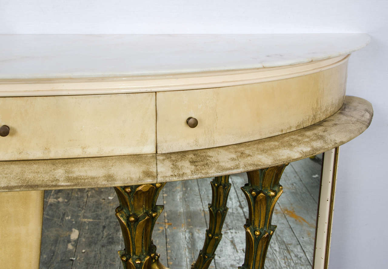 1940s Italian Console Table in Parchment For Sale 4