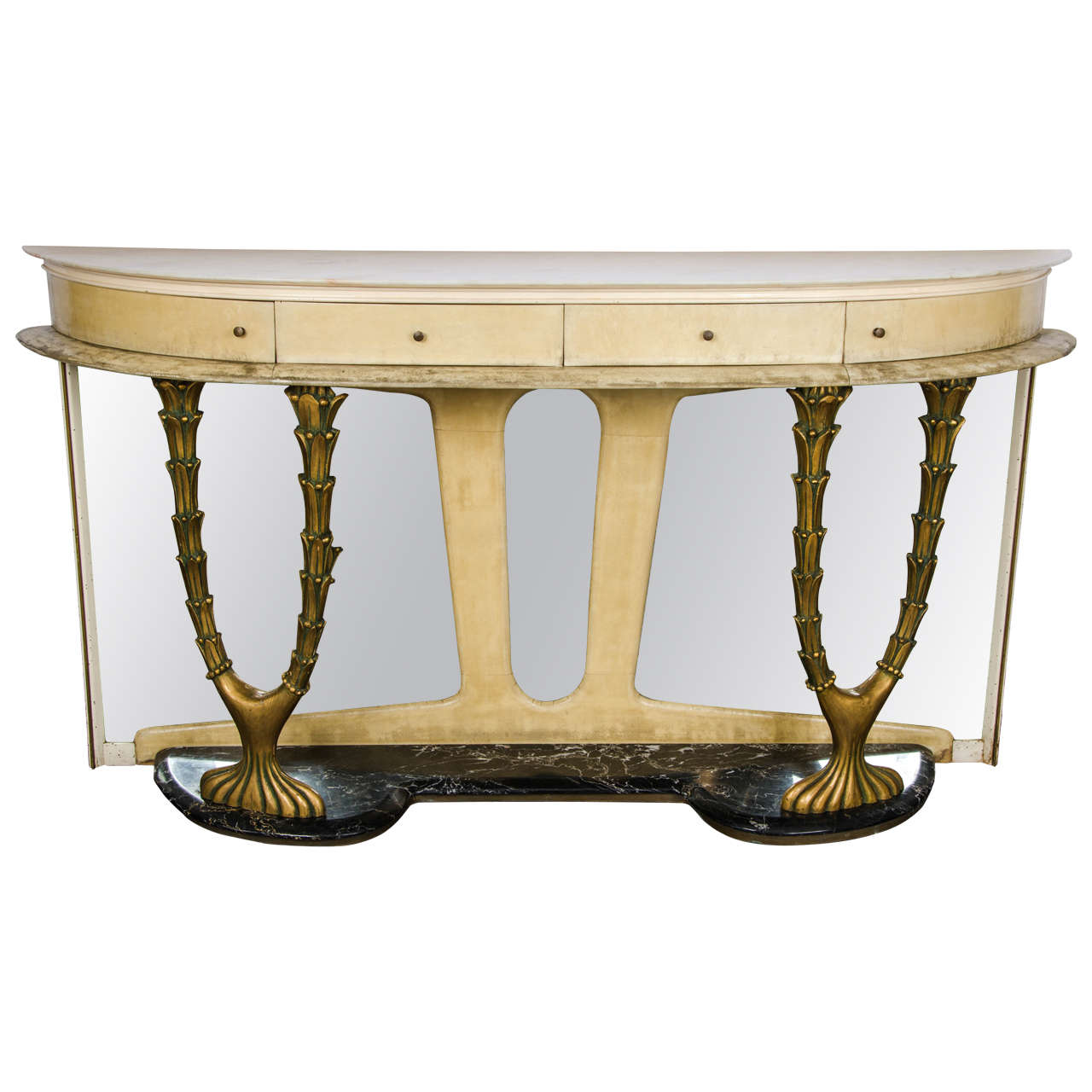 1940s Italian Console Table in Parchment For Sale