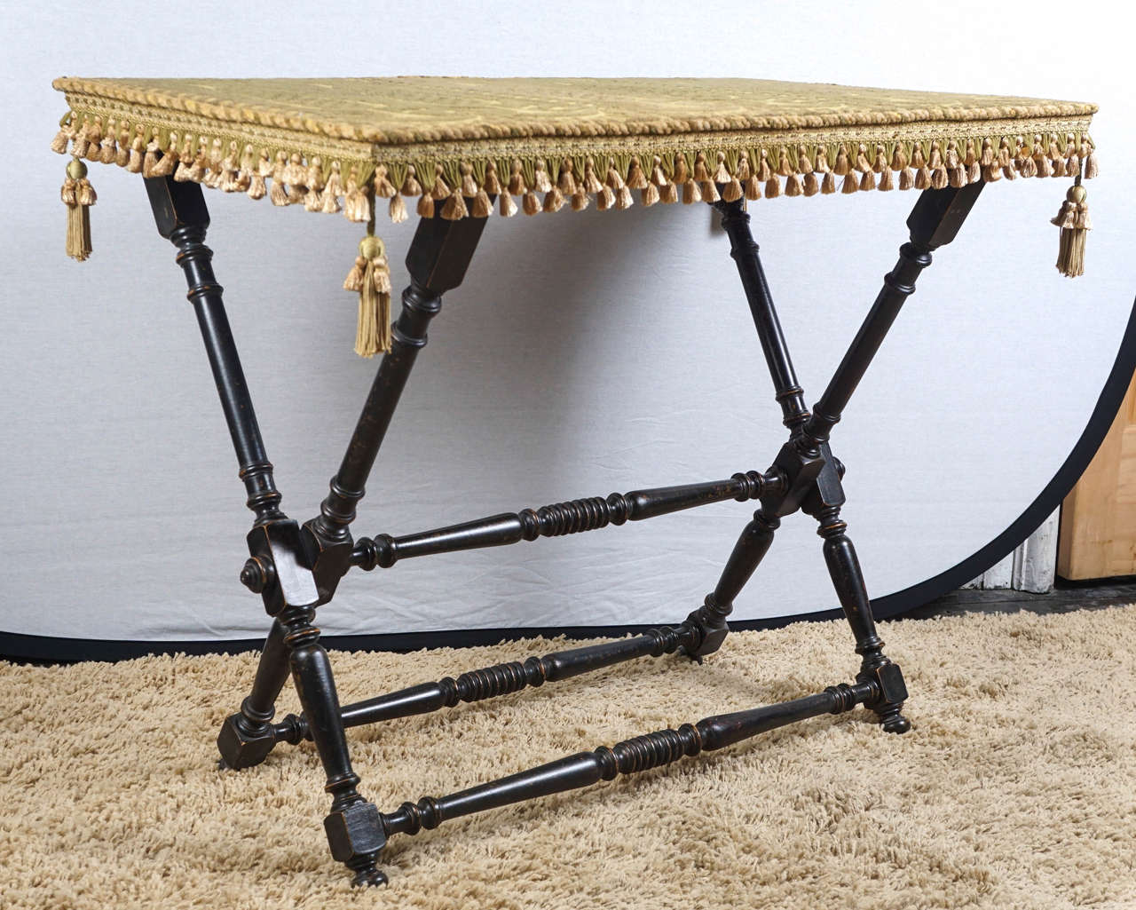 Late 19th Century French Napoleon III Fabric Covered Folding Table