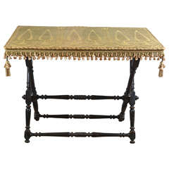 French Napoleon III Fabric Covered Folding Table