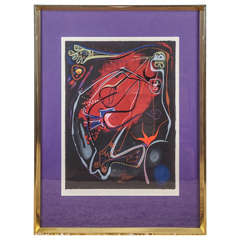 Original Numbered and Pencil Signed Surrealist Lithographic Work by Andre Daffon