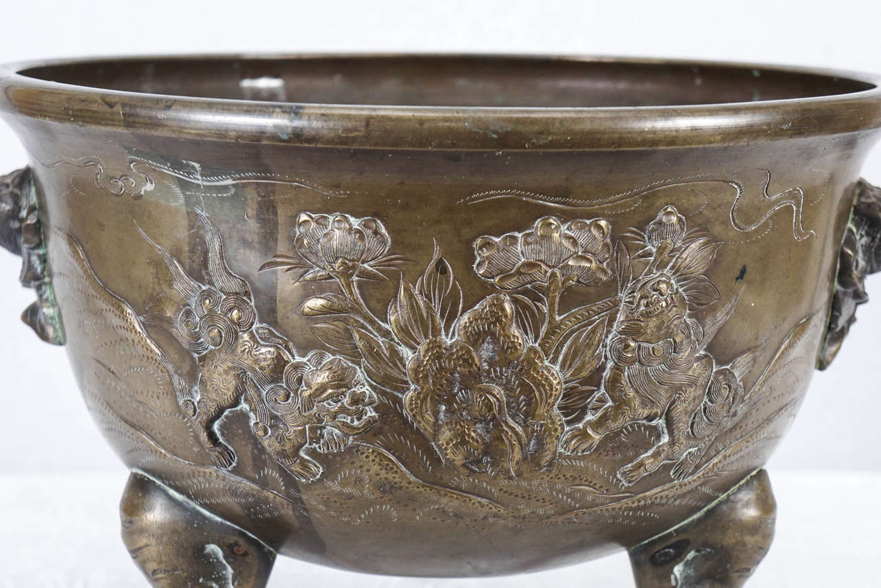 Japanese Late 19th Century Meiji Period Cast Bronze Planter 2