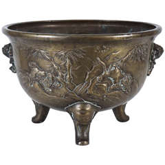 Japanese Late 19th Century Meiji Period Cast Bronze Planter 5