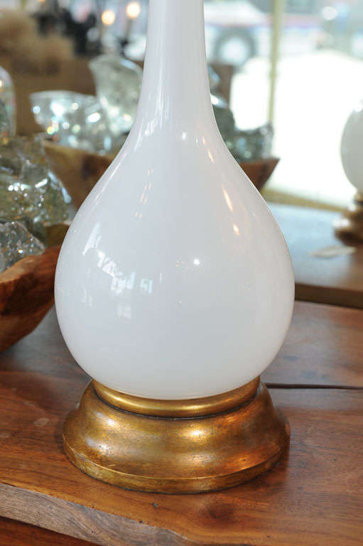 Mid-20th Century Milky White Long Neck Murano Lamp