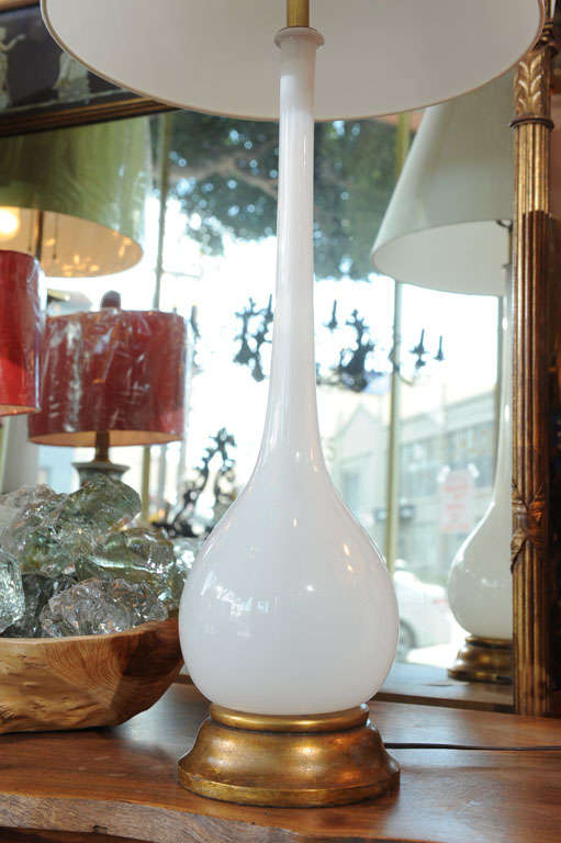Glass Milky White Long Neck Murano Lamp
