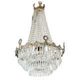 Venetian Impero Metal and Crystal Three Light Chandelier