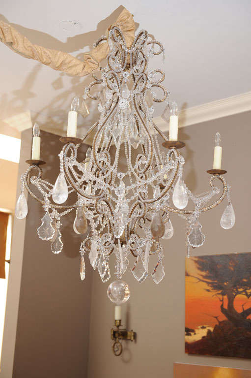 Mid 20th Century Italian Neoclassical Style Arm Chandelier. In Excellent Condition In Larkspur, CA