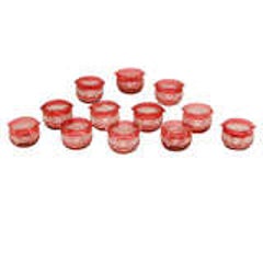 Set of 12 Cranberry Overlay Cut To Clear Crystal Wine Rinsers 7