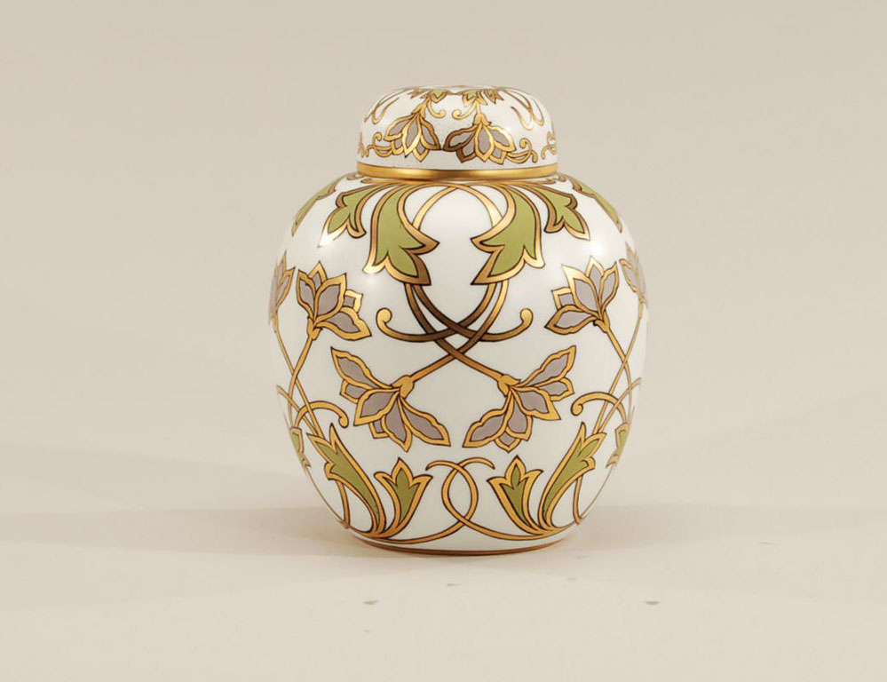 Bavarian Hand-Painted Porcelain "Ginger Jar"
