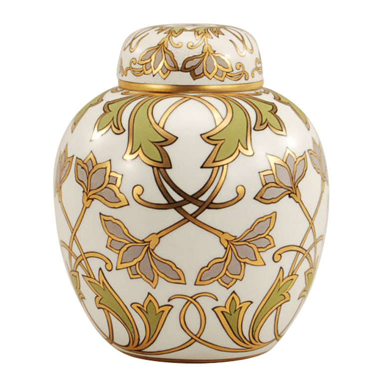 Bavarian Hand-Painted Porcelain "Ginger Jar"