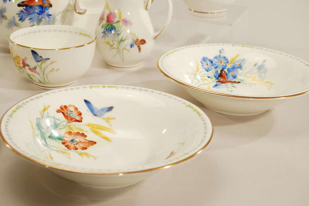 Paste Royal Worcester Multi-Color Hand-Painted Enamel Breakfast Service for Two For Sale