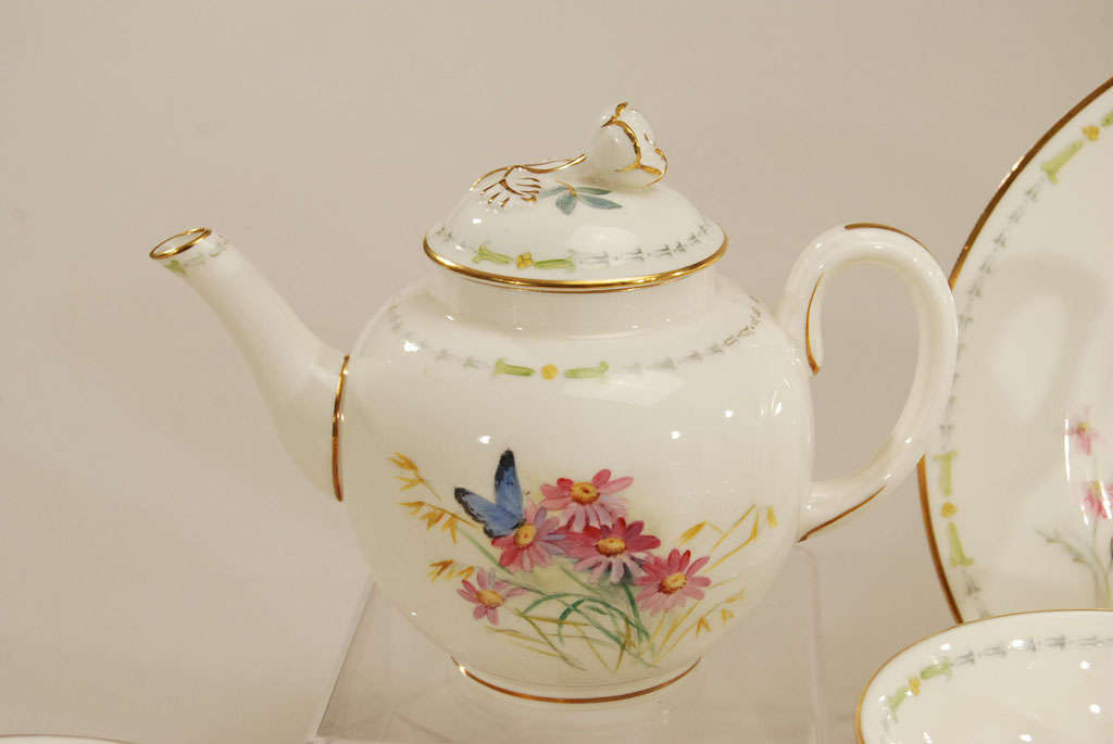 Royal Worcester Multi-Color Hand-Painted Enamel Breakfast Service for Two For Sale 3