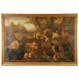 Oil on canvas of various dog breeds