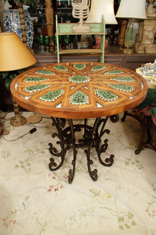 Hand Painted and Carved Wood Table