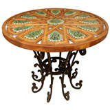 Hand Painted and Carved Wood Table