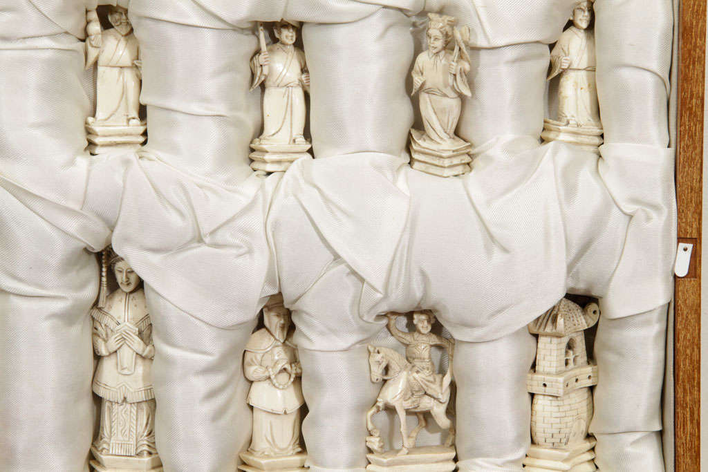 Hand carved ivory chess set 6