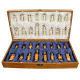Vintage Hand carved ivory chess set