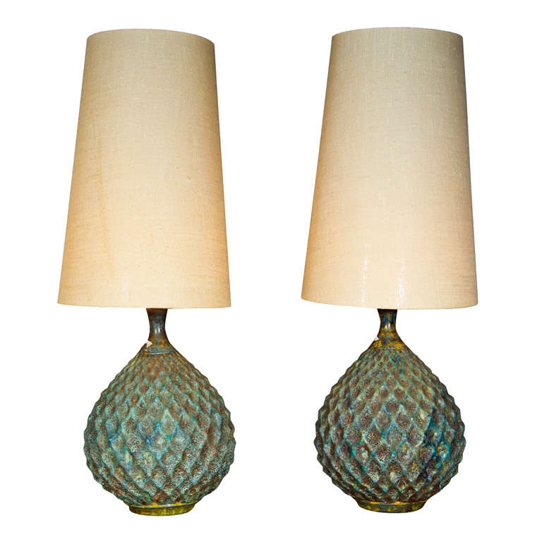 Pair of Monumental Mid-Century Lamps