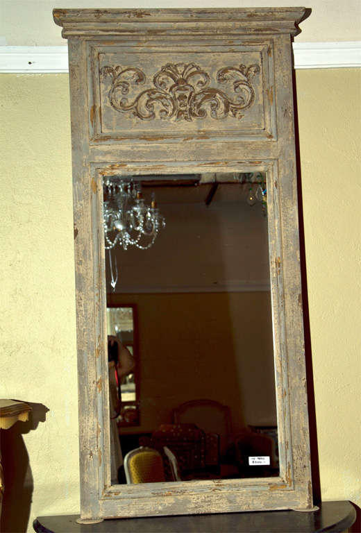 Pair of charming distress-painted Swedish Gustavian style trumeau mirrors.