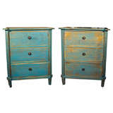 Pair of Swedish Blue Painted Chests