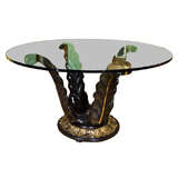 Plume Base Glass Top Dining Table by Jansen