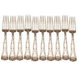 Set of 10 Tiffany Wave Edge Dinner Forks