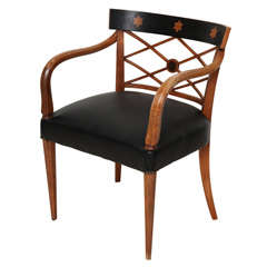 Cherry Armchair With Lattice Back