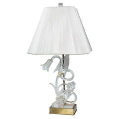 Vintage clear lucite floral lamp