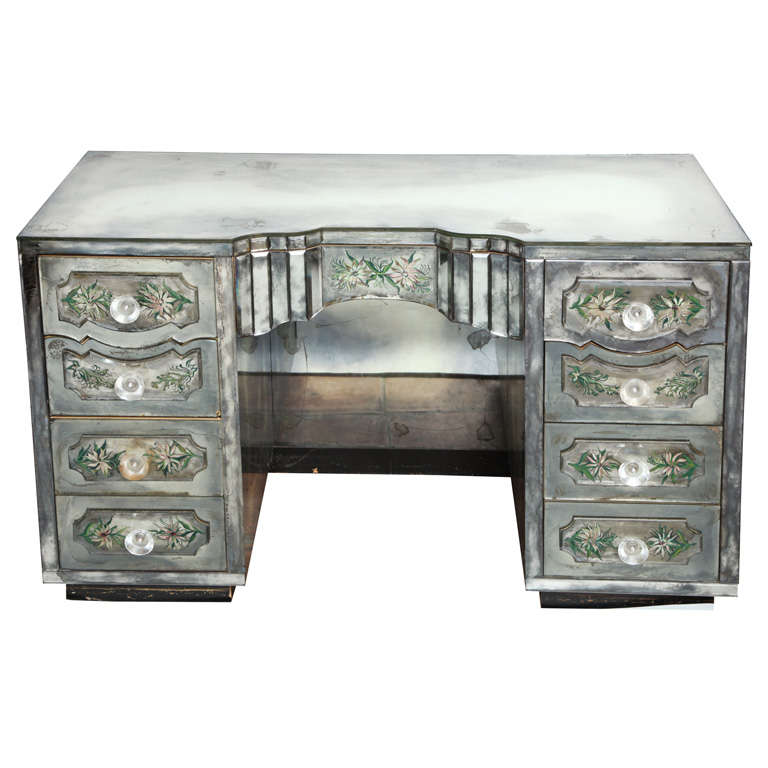 Vintage French Eglomise mirrored desk/vanity at 1stDibs vanity