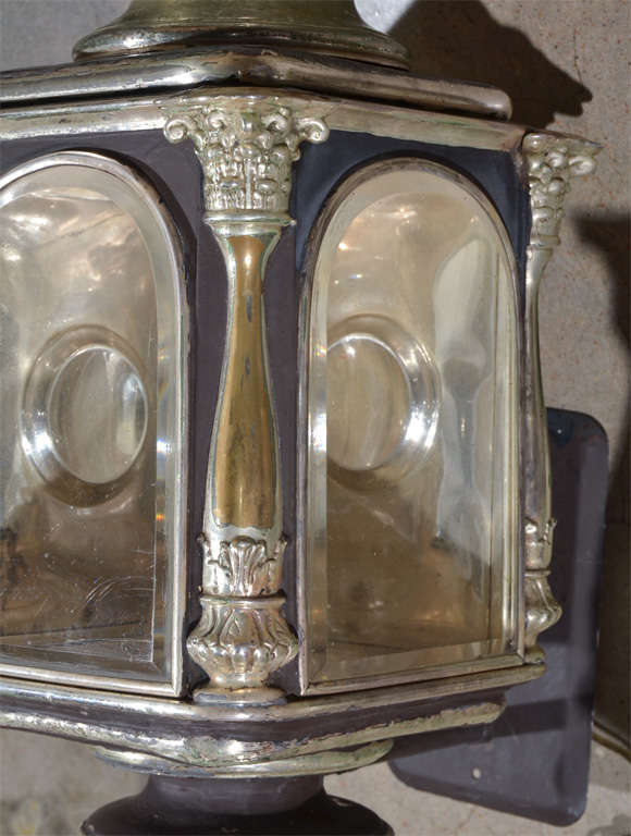 Metal Pair Silver Plated French Carriage Lanterns For Sale