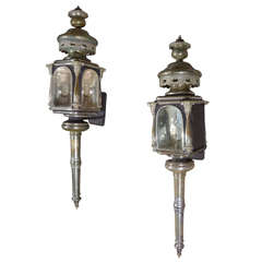 Pair Silver Plated French Carriage Lanterns