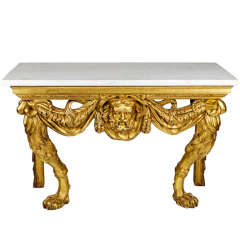 19th Century Giltwood Table with Later Marble Top, after William Kent 12
