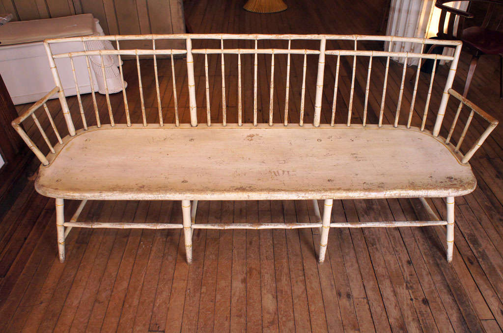 White Birdcage Windsor Bench 1