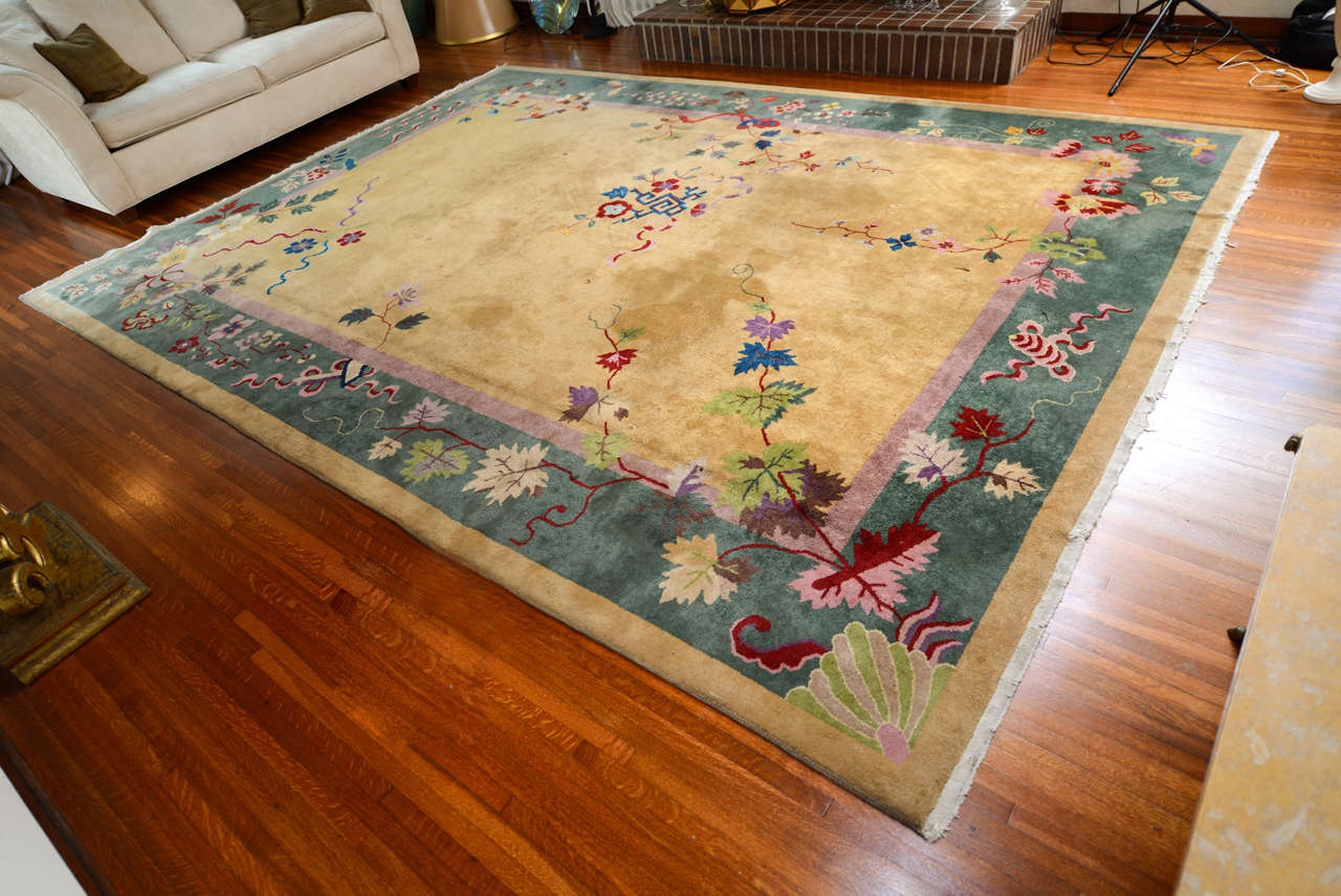 Stunning Charles Nichols handmade Chinese Art Deco rug.  Reduced from $3,800.00.

Please feel free to contact us directly for a shipping quote or additional information and photos by clicking 