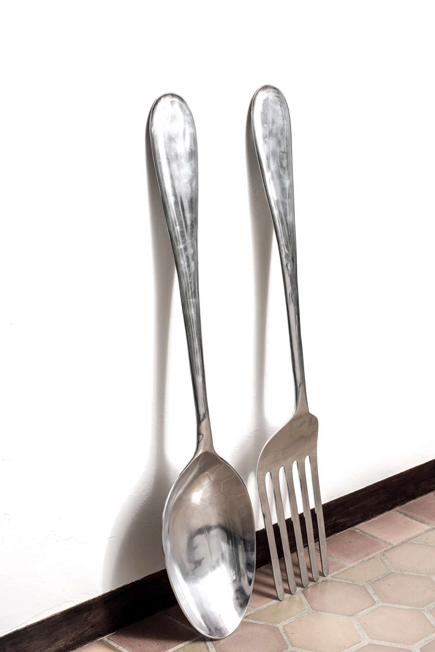 giant fork and spoon wall decor