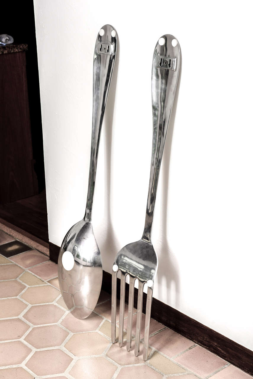 20th Century Large Fork and Spoon Wall Hanging