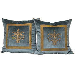 Antique Ottoman Empire Gold Metallic Embroidery B. VIZ Pillows
