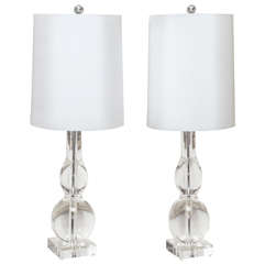 Double Gourd Glass Lamps with Lucite Base
