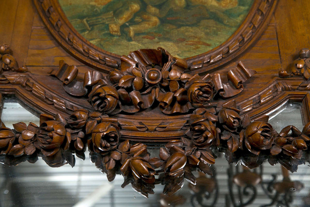 French Carved Trumeau Wall Mirror For Sale