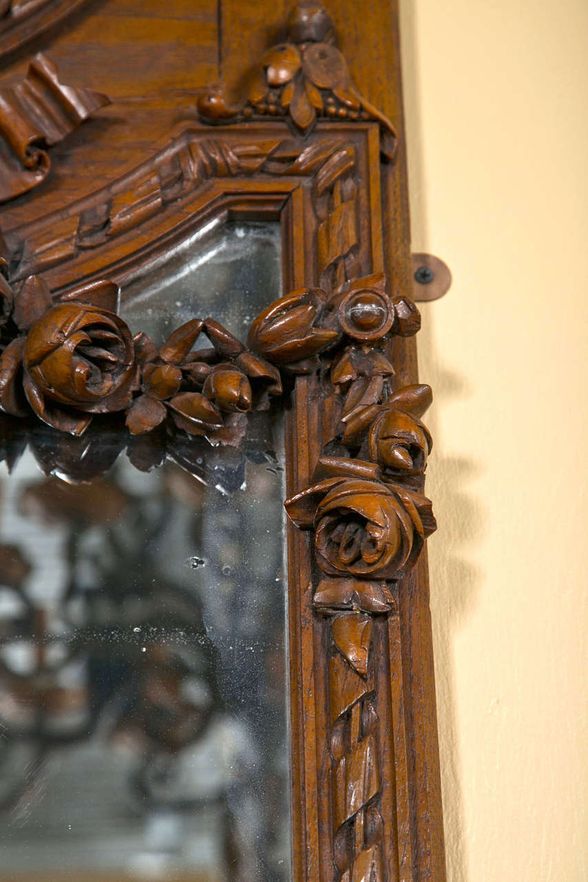 19th Century Carved Trumeau Wall Mirror For Sale