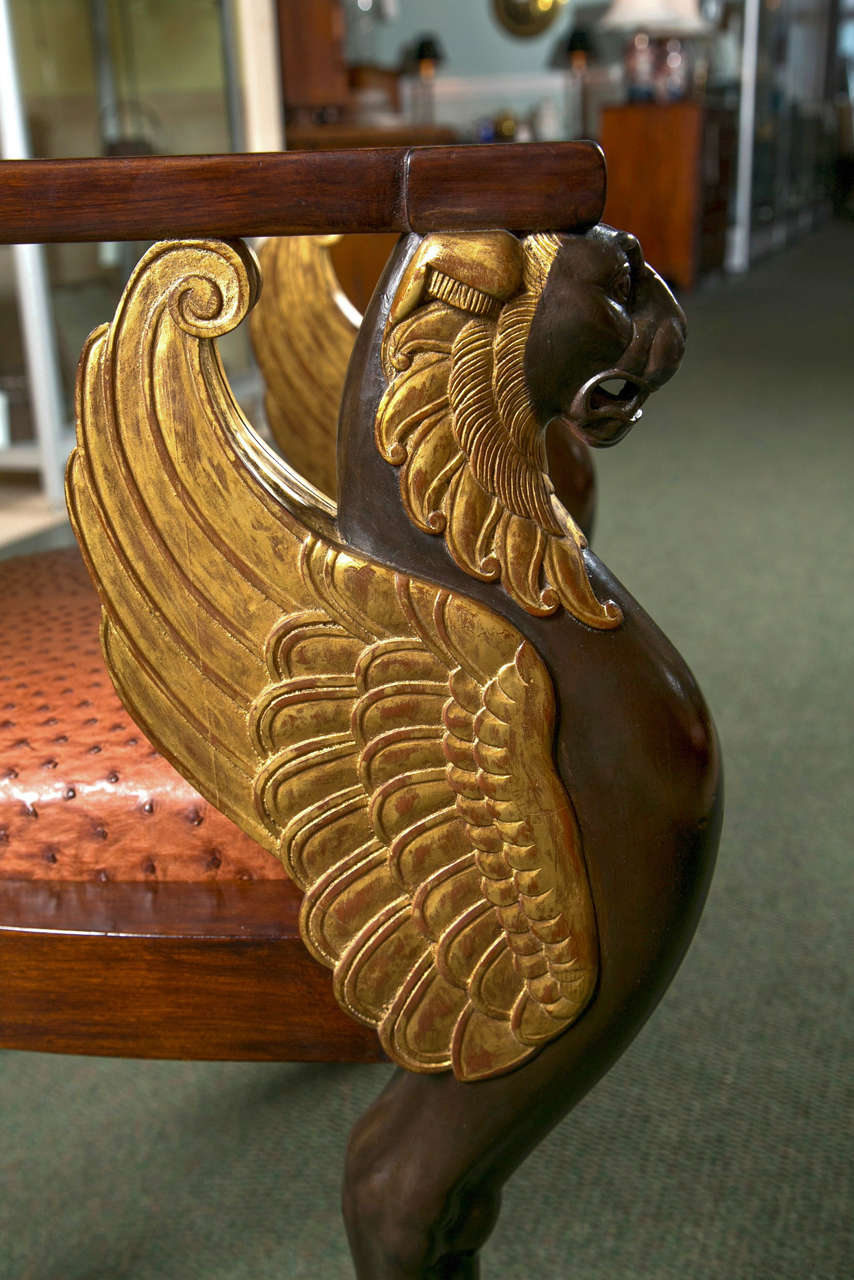 Bois Chaise française de style Empire par Frederick Victoria en vente