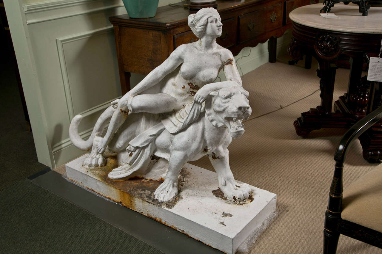 Cast Iron Figure of Ariadne on the Back of a Panther For Sale 4