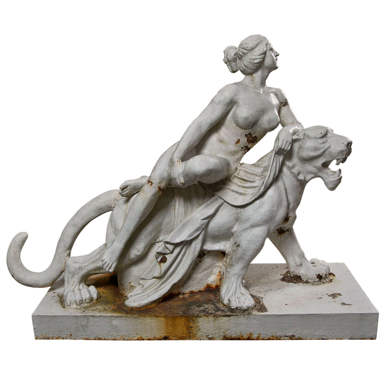 Cast Iron Figure of Ariadne on the Back of a Panther For Sale