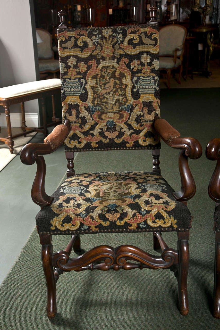 British Pair of English Jacobean Style Armchairs