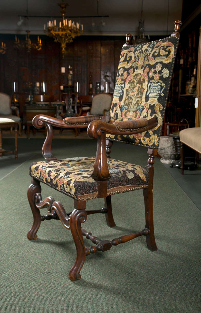 Pair of English Jacobean Style Armchairs 4
