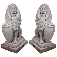 Used Carrara Marble Armorial Lions