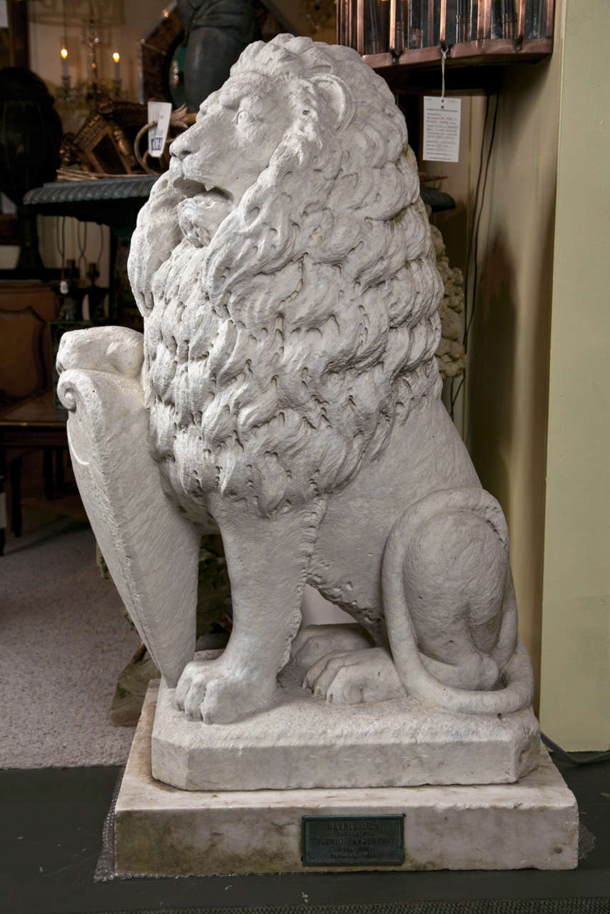 Carrara Marble Armorial Lions For Sale at 1stDibs marble lions for