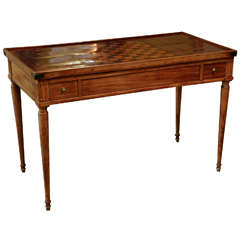 French Directoire Inlaid Tric-Trac Table with Reversible Top and Fitted Interior