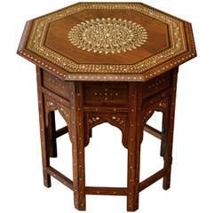 Vintage Bone Inlaid Octagonal Table